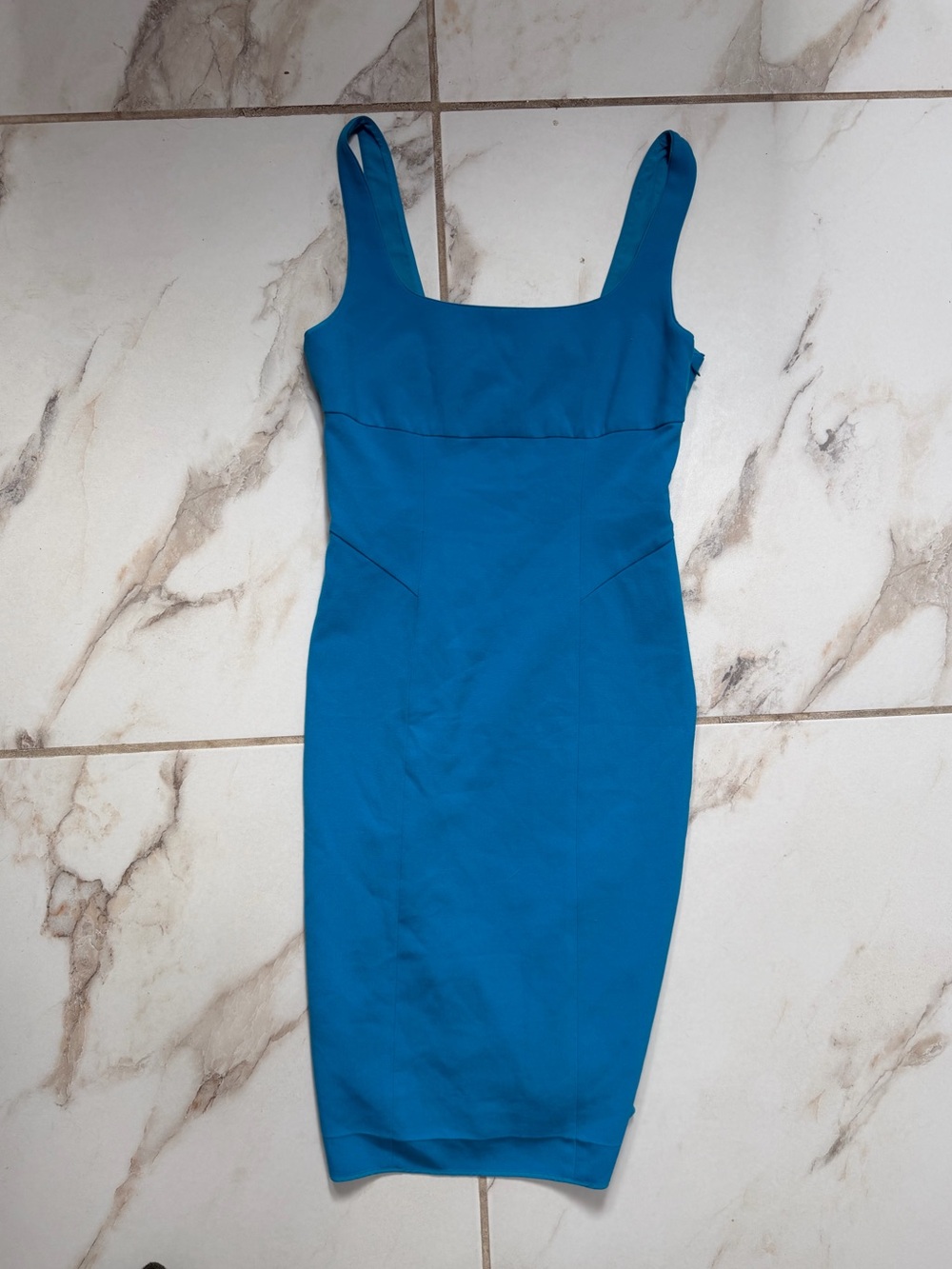 Diane Von Furstenberg Teal Blue Square-Neck Midi Dress